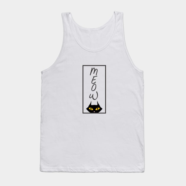 Meow Black Cat Yellow Eyes Tank Top by MADesigns